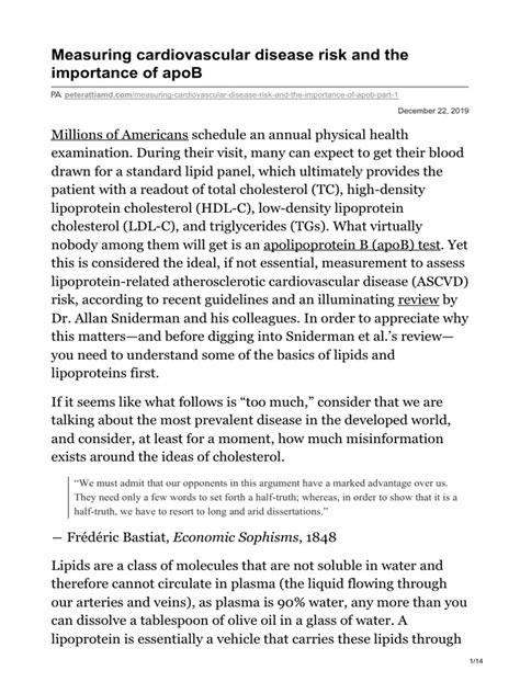 Measuring cardiovascular disease risk and the importance of apoB.